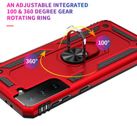 Zanderlyn Samsung S21 Case with Kickstand and Metal Ring - Shockproof Galaxy S21 Case Military Grade Drop Tested - Slim Dual Layer Samsung Galaxy S21 5G Phone Case - Red