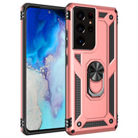 Zanderlyn Samsung S21 Ultra Case with Kickstand and Metal Ring - Shockproof Galaxy S21 Ultra Case Military Grade Drop Tested - Slim Dual Layer Samsung Galaxy S21 Ultra 5G Phone Case - Rose Gold