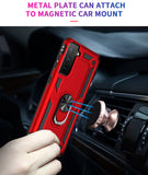 Zanderlyn Samsung S21 FE Case with Kickstand and Metal Ring - Shockproof Galaxy S21 FE Case Military Grade Drop Tested - Slim Dual Layer Samsung Galaxy S21 FE 5G Phone Case - Red