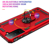 Zanderlyn Samsung S21 Plus Case with Kickstand and Metal Ring - Shockproof Galaxy S21+ Case Military Grade Drop Tested - Slim Dual Layer Samsung Galaxy S21 Plus 5G Phone Case - Red