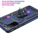 Zanderlyn Samsung S21 FE Case with Kickstand and Metal Ring - Shockproof Galaxy S21 FE Case Military Grade Drop Tested - Slim Dual Layer Samsung Galaxy S21 FE 5G Phone Case - Blue